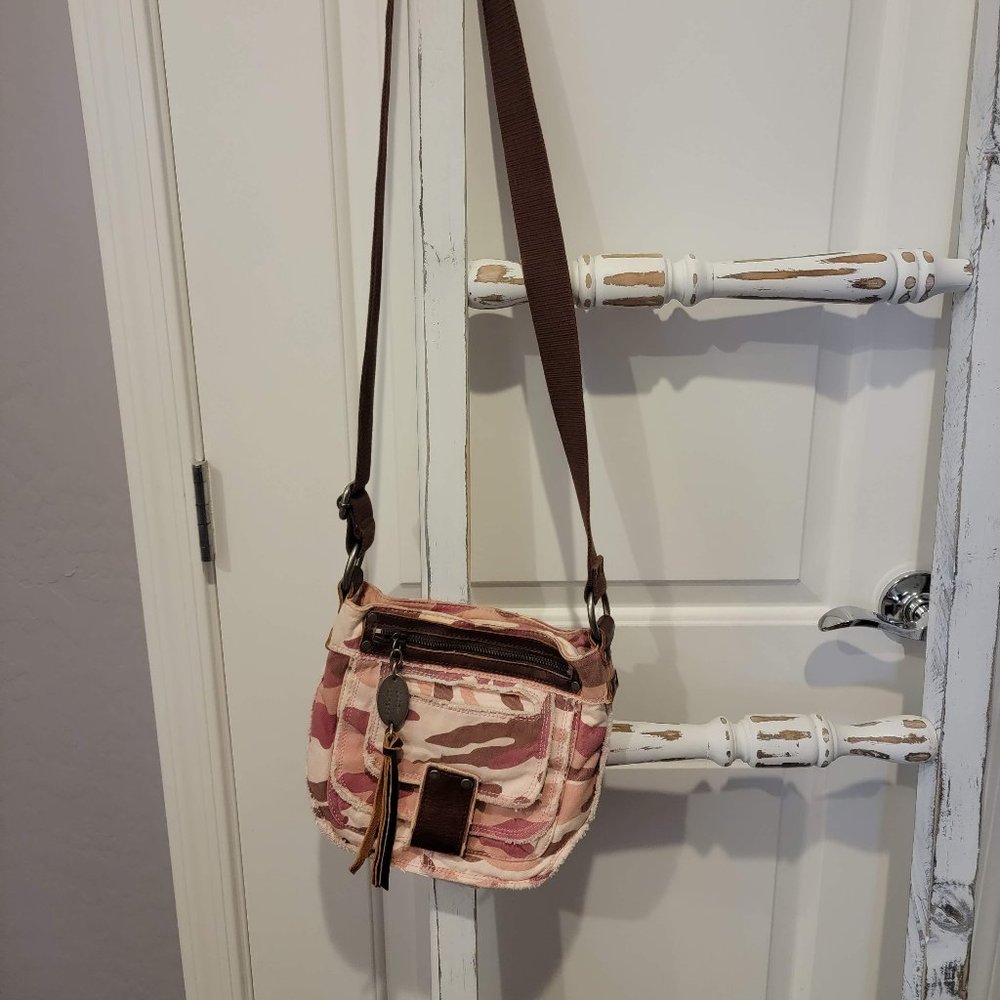 Juicy Couture Pink Camo Crossbody w/Leather Trim